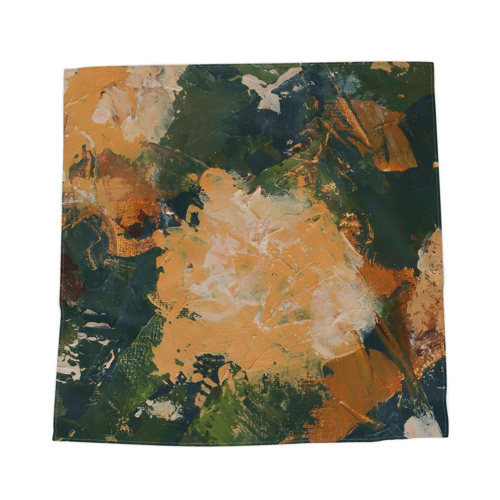 Silk Scarf Bandana - "Yellow Flowers" Abstract Print - 29 x 29in Square
