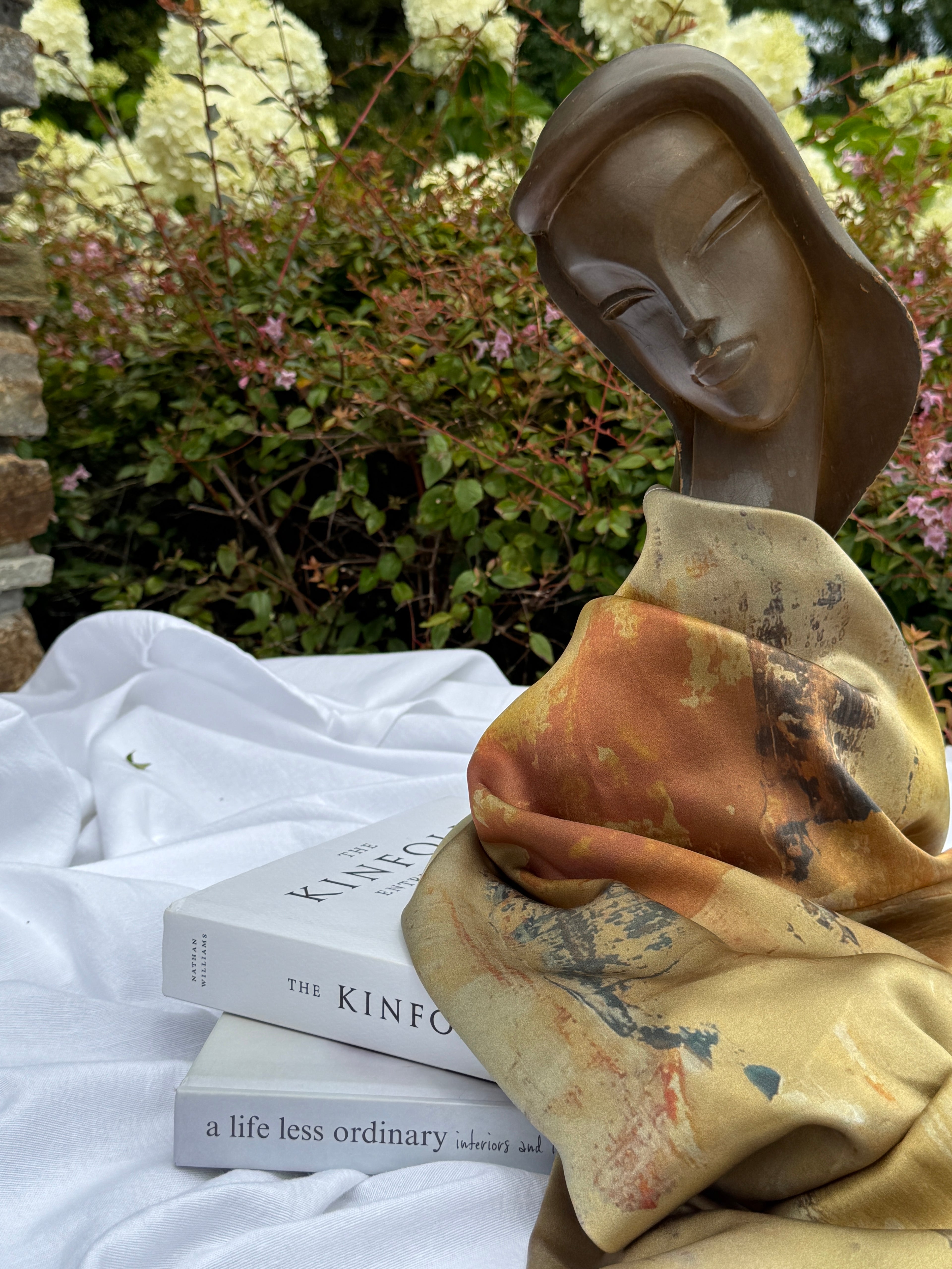 100% Silk Scarf - "Unfolding" Abstract Print