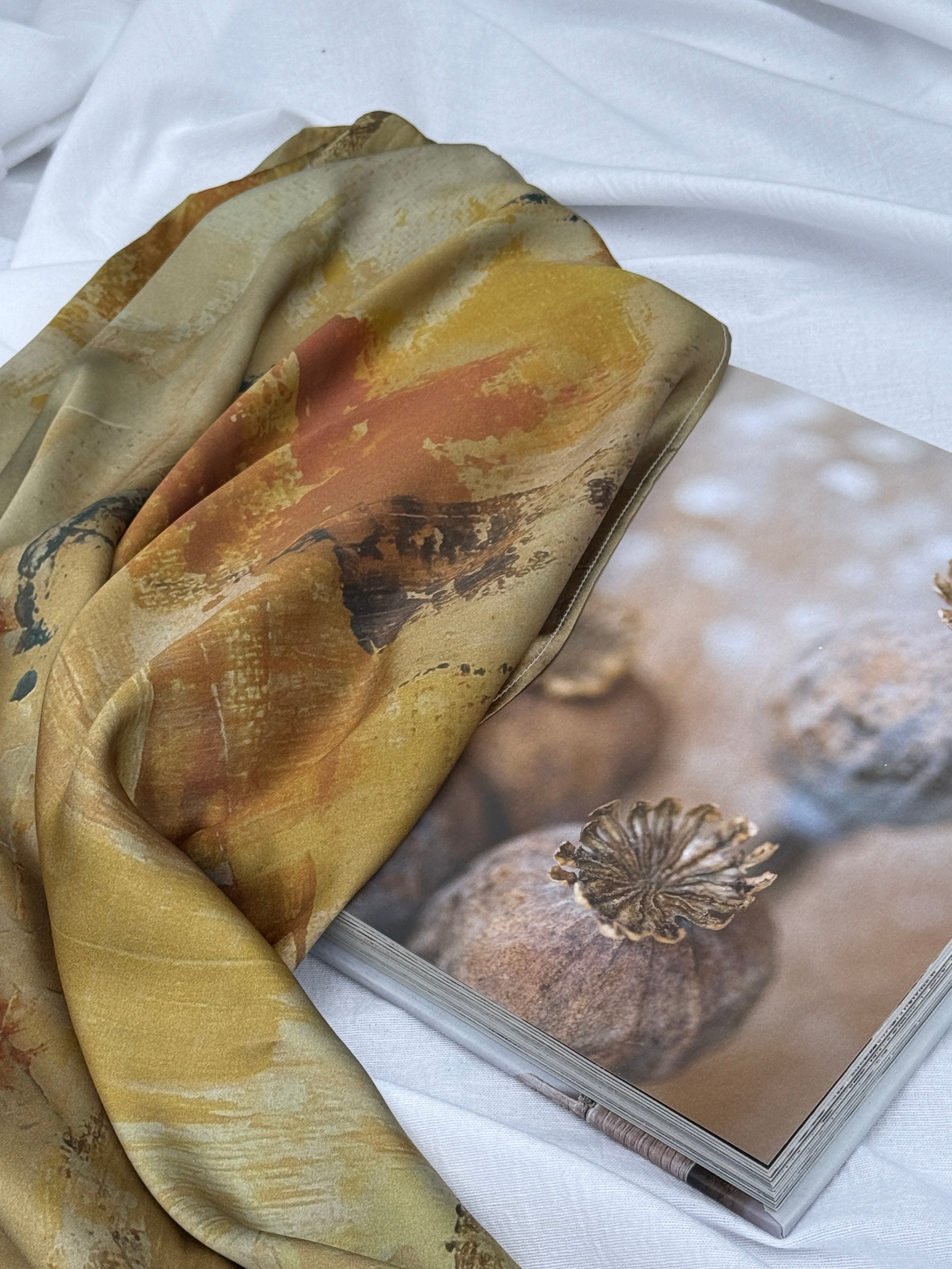 100% Silk Scarf - "Unfolding" Abstract Print