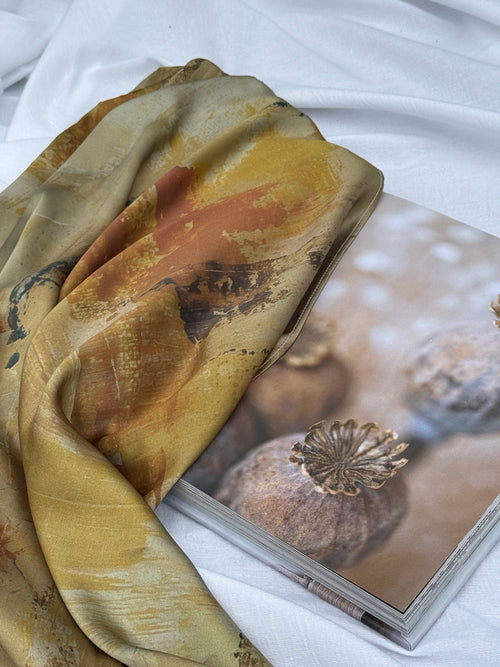 100% Silk Scarf - "Unfolding" Abstract Print